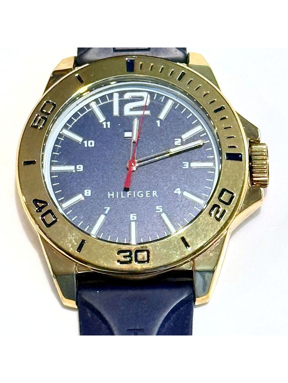 Tommy Hilfiger Gold Toned Blue Silicone Strap Analog 1791503